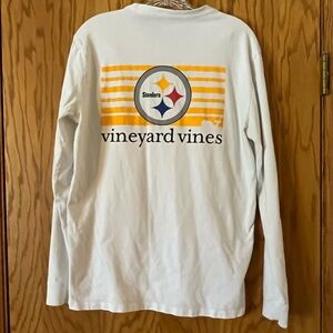 Vineyard Vines White Steelers Long Sleeve Tee